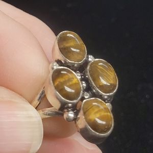 Sterling silver tigers eyes ring